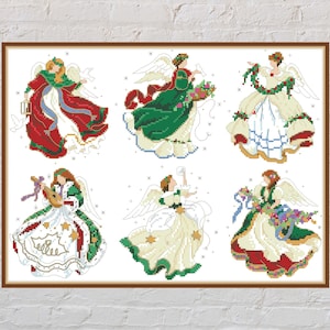 Cross stitch pattern Christmas Ornaments #14, Christmas cross stitch, holiday embroidery, angel cross stitch, printable, digital PDF file