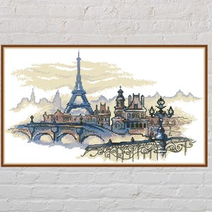 Cross stitch pattern Paris #2, city cross stitch, vintage embroidery, digital PDF file, France, Eiffel Tower, Louvre, printable, Europe