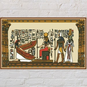 Cross stitch pattern Ancient Egypt #2, antique embroidery, Maat, Hathour, ancient goddess, papyrus, printable cross stitch, digital PDF file