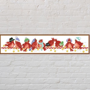 Cross stitch pattern Christmas Birds #3, Christmas cross stitch, holiday embroidery, noel cross stitch, PDF, cute cross stitch, red cardinal