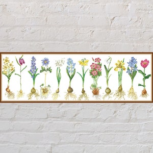 Kruissteekpatroon Flower Sampler, bloemenkruissteek, natuurborduurwerk, afdrukbare kruissteek, digitaal pdf-bestand, bloemenkruissteek