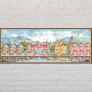 Cross stitch pattern Victorian Seaside, summer cross stitch, vintage embroidery, nature cross stitch,digital PDF file, antique cross stitch