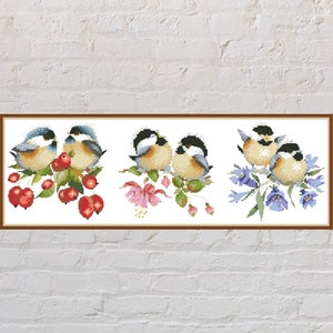 Cross stitch pattern Bird Song, nature counted cross stitch, birds embroidery, flowers cross stitch, PDF file, printable cross stitch