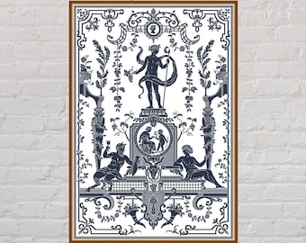 Cross stitch pattern Ancient Greece, antique cross stitch, monochrome embroidery, PDF file, printable cross stitch, large cross stitch