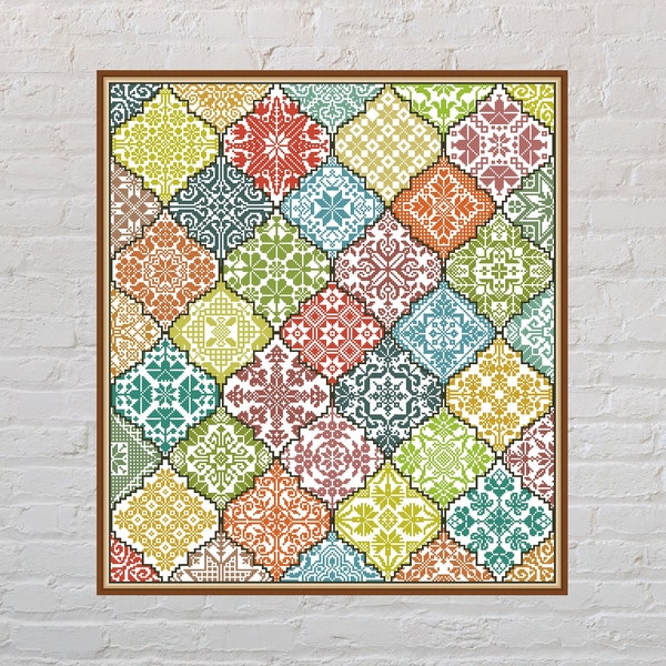 Cross stitch pattern Diamond Quaker #2, sampler cross stitch, geometric embroidery, vintage cross stitch, PDF file, printable cross stitch