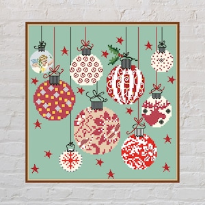 Cross stitch pattern Christmas Ornaments #3, Christmas cross stitch, holiday embroidery, Christmas decorations, digital PDF file, printable