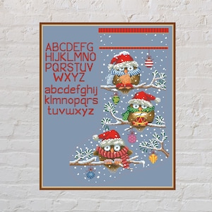 Cross stitch pattern Christmas Stocking #13, holiday cross stitch, Christmas cross stitch, Christmas owls, digital PDF file, Christmas decor