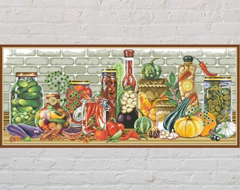 Kreuzstichmuster Herbsternte, Herbstkreuzstich, Naturstickerei, Gemüse, Kürbis, Paprika, Tomate, digitale PDF-Datei, druckbar