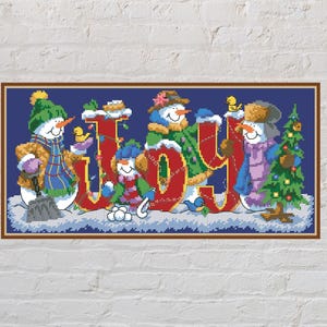 Cross stitch pattern Christmas Joy, snowman cross stitch, Christmas cross stitch, holiday embroidery, PDF, noel cross stitch,Christmas decor