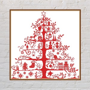 Cross stitch pattern Christmas Tree, Christmas cross stitch, holiday embroidery, monochrome cross stitch, digital PDF file, Christmas decor