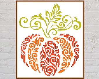 Cross stitch pattern Pumpkin, autumn cross stitch, seasons embroidery, nature cross stitch, printable cross stitch, digital PDF file