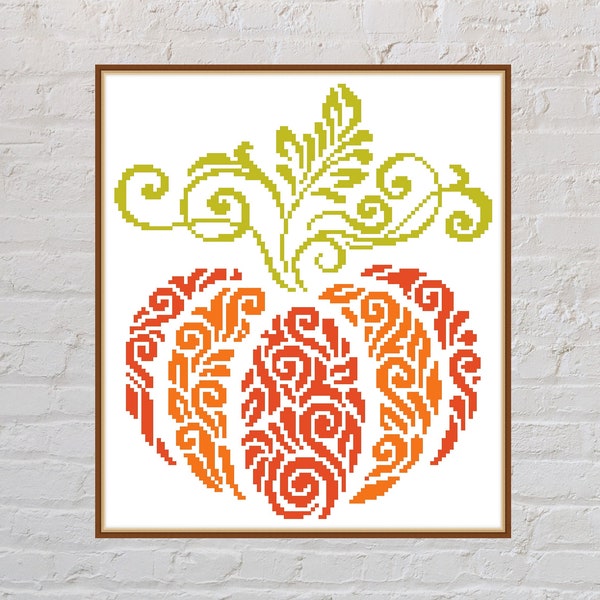 Cross stitch pattern Pumpkin, autumn cross stitch, seasons embroidery, nature cross stitch, printable cross stitch, digital PDF file