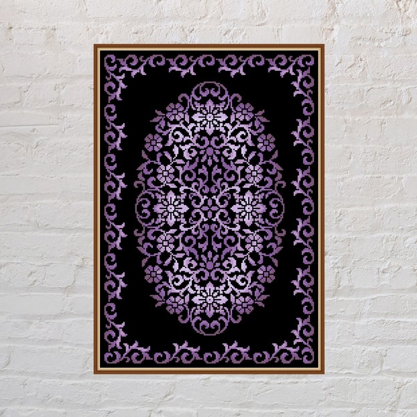 Cross stitch pattern Amethyst Ornament, carpet cross stitch, rug design, geometric embroidery, counted cross stitch, PDF file, printable