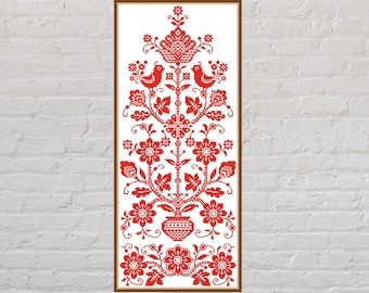 Cross stitch pattern Tree of Life #3, Slavic cross stitch, ornament cross stitch, monochrome embroidery, printable, PDF file, sacred tree