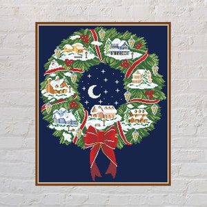 Cross stitch pattern Christmas Wreath #3, Christmas cross stitch, holiday embroidery, winter cross stitch, Christmas decor, digital PDF file