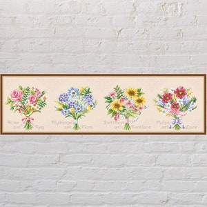 Cross stitch pattern Wedding Bouquets, floral cross stitch, vintage cross stitch, printable PDF file, retro embroidery, wedding cross stitch