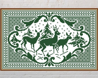 Cross stitch pattern Christmas Deer, animal cross stitch, monochrome embroidery, Christmas cross stitch, holiday cross stitch, PDF file