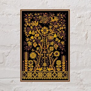 Cross stitch pattern Mokosh, Mother Earth cross stitch, Slavic Goddess, nature embroidery, floral cross stitch chart, digital PDF file