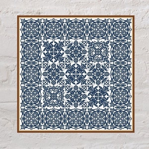 Cross stitch pattern Magic Squares, sampler cross stitch, cross stitch tiles, geometric embroidery, monochrome pillow design, PDF file