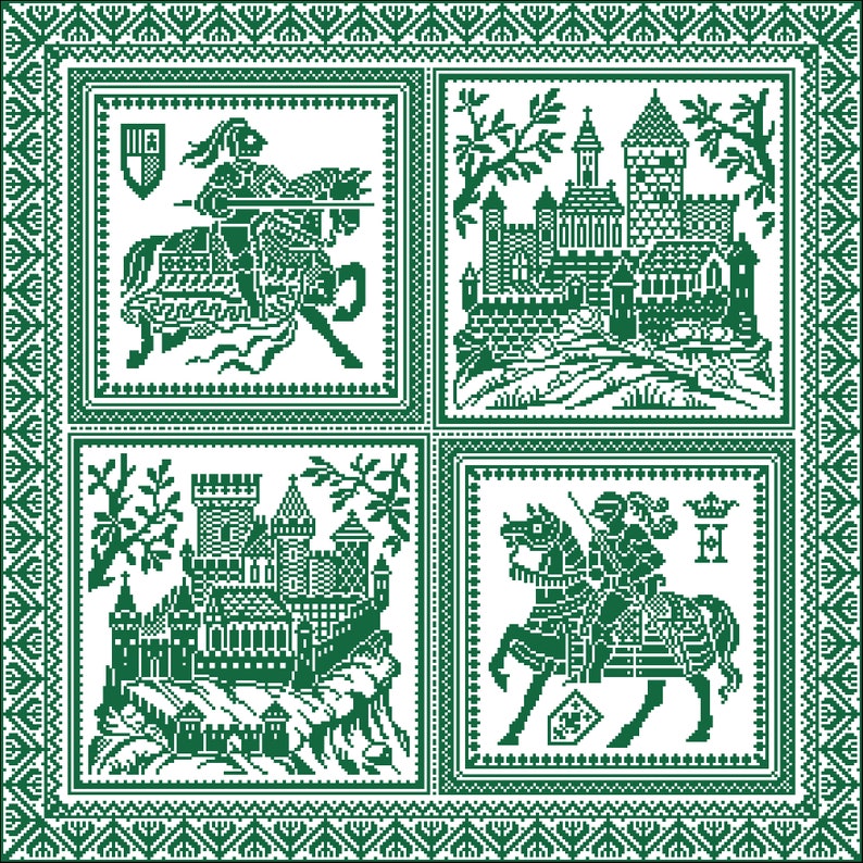 Cross Stitch Pattern Castle Sampler 2 Medieval Cross Stitch Etsy