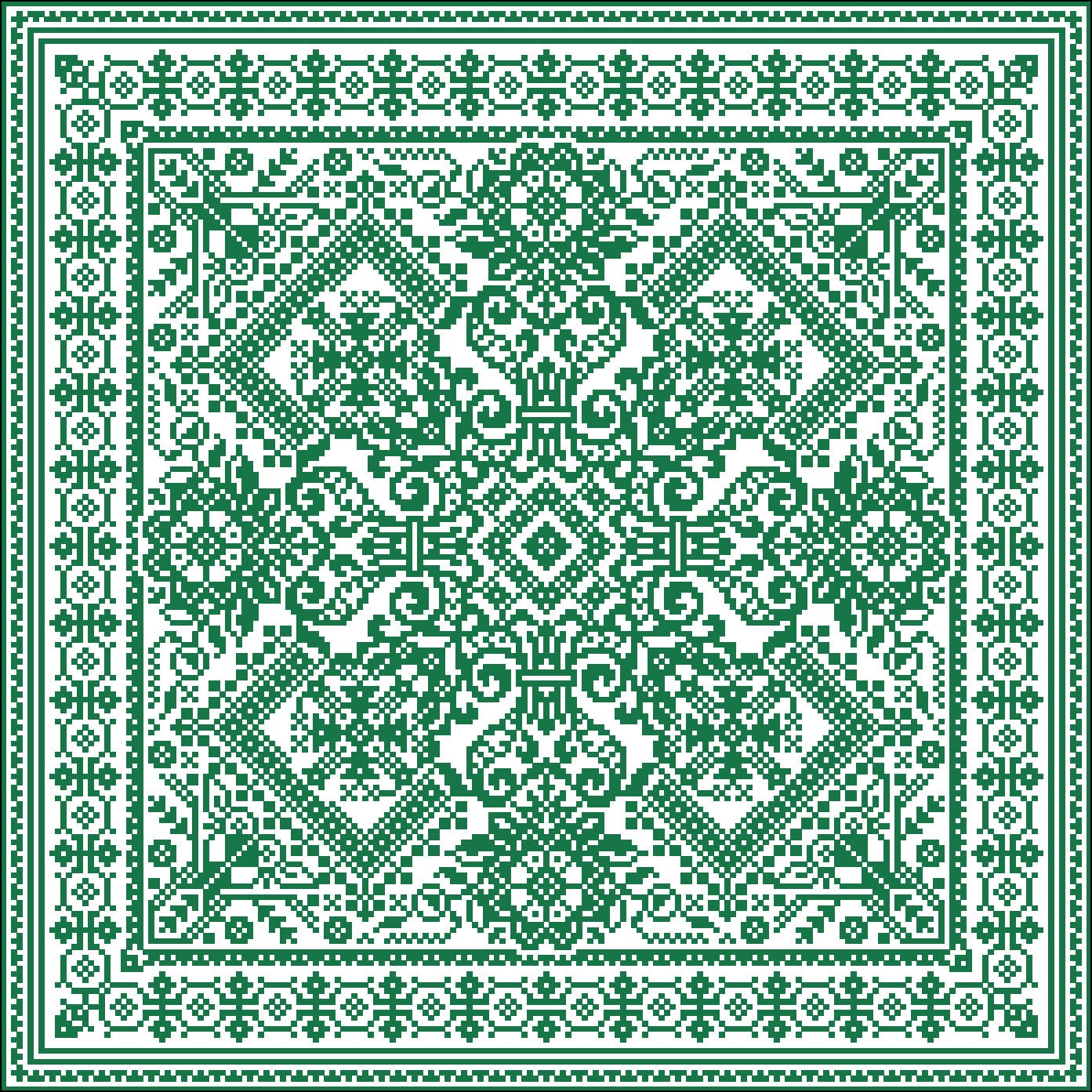 Cross Stitch Pattern Antique Carpet, Cushion Design, Monochrome ...