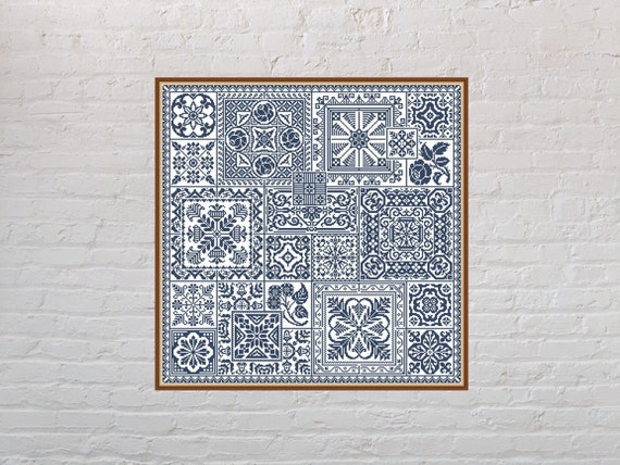 Cross stitch pattern Antique Sampler #16, quaker cross stitch, monochrome embroidery, printable cross stitch, PDF, geometric cross stitch