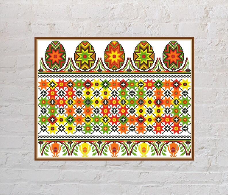 Cross stitch pattern Easter Sampler 2, Easter cross stitch, holiday embroidery, Easter eggs, PDF file, printable cross stitch, pysanka zdjęcie 1