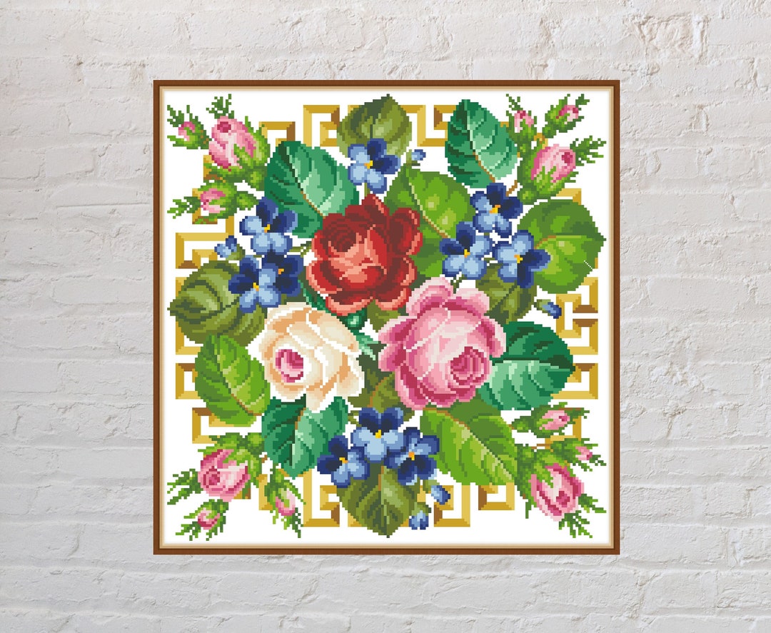 Cross Stitch Pattern Vintage Bouquet 12, Flower Cross Stitch, Nature Cross Stitch, Floral