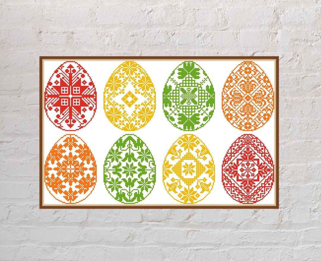 Cross Stitch Pattern Easter Eggs #5, Pysanky Cross Stitch, Ukrainian ...