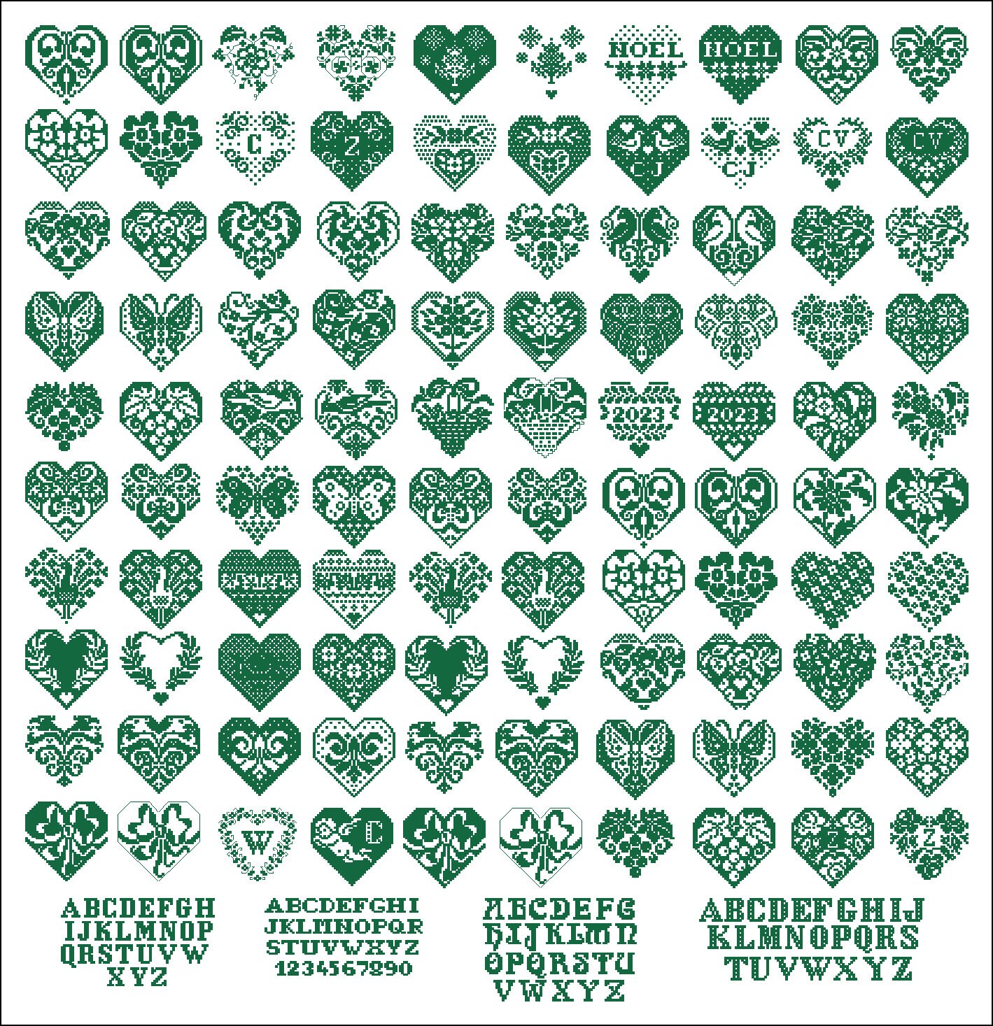 Echantillon alphabet au point de croix - Dimensions du motif : 80 x 80 Echantillon alphabet au point de croix - Dimensions du motif : 80 x 80