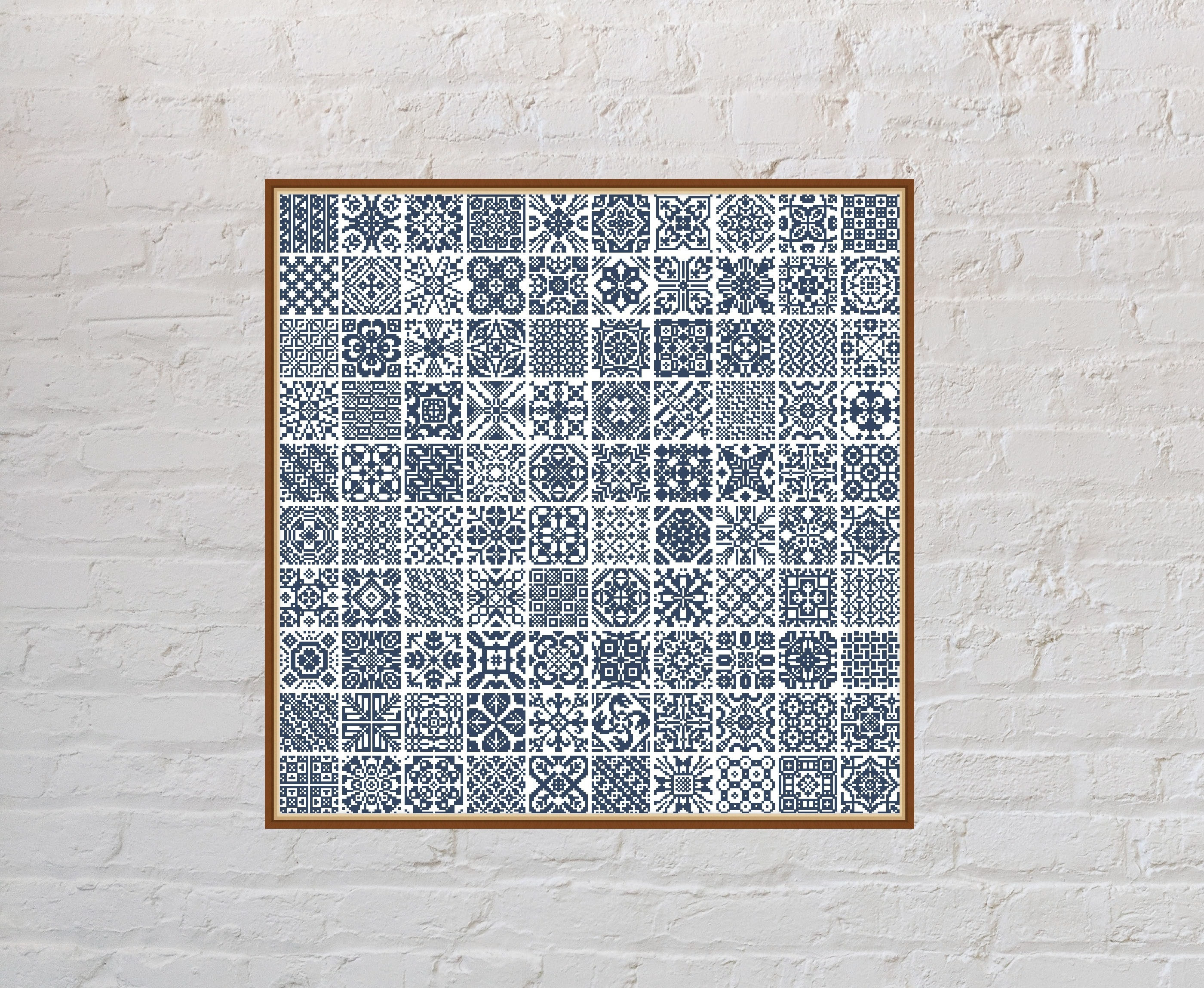 Cross stitch pattern Squares, sampler cross stitch, cushion design, monochrome embroidery, carpet cross stitch, digital PDF file, printable