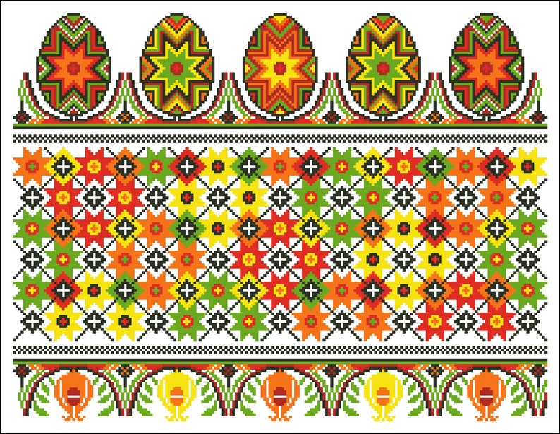 Cross stitch pattern Easter Sampler 2, Easter cross stitch, holiday embroidery, Easter eggs, PDF file, printable cross stitch, pysanka zdjęcie 2