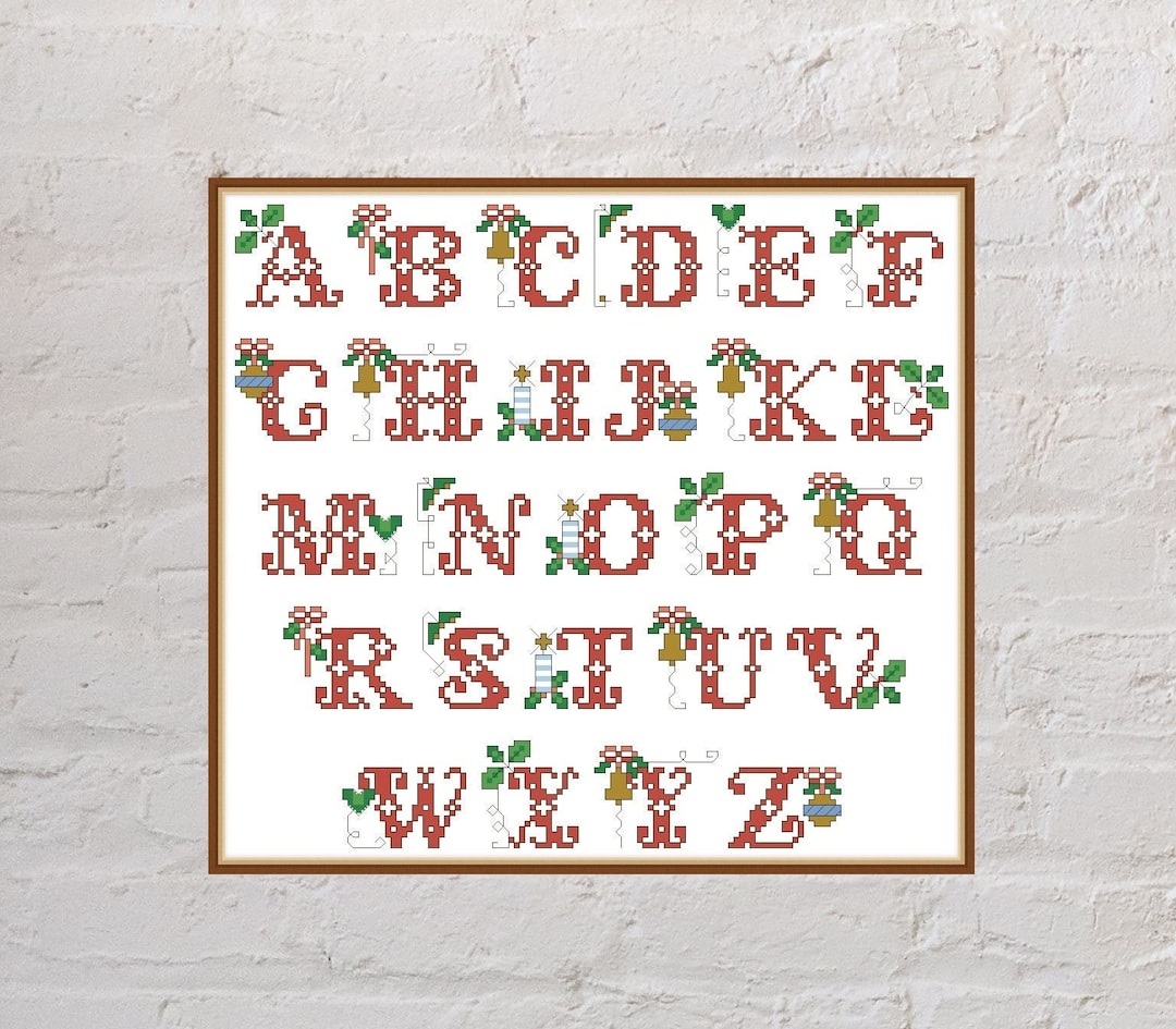 Cross Stitch Pattern Christmas Alphabet #2, Christmas Cross Stitch, Holiday Embroidery, Digital PDF File, Font, Abc Cross Stitch, Noel Decor - Etsy Canada for Free Printable Christmas Cross Stitch Letters