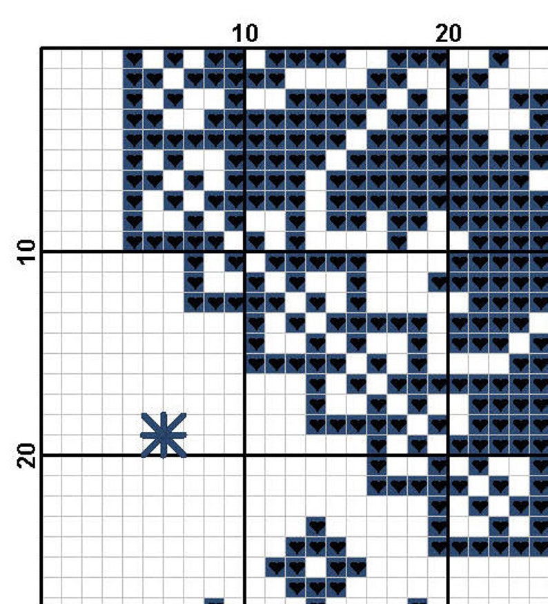 Pu&ograve; includere: Un design di pixel art in bianco e nero a forma di cuore con un contorno blu. Il cuore &egrave; composto da piccoli quadrati neri ed &egrave; circondato da una griglia di quadrati bianchi.