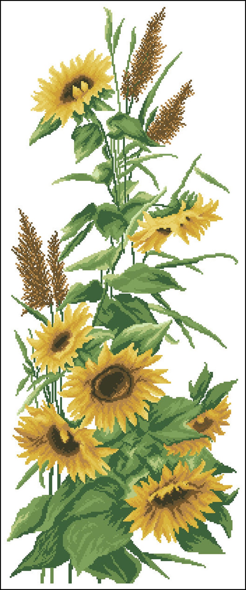 Cross Stitch Pattern Sunflowers 2 Floral Counted Cross Etsy