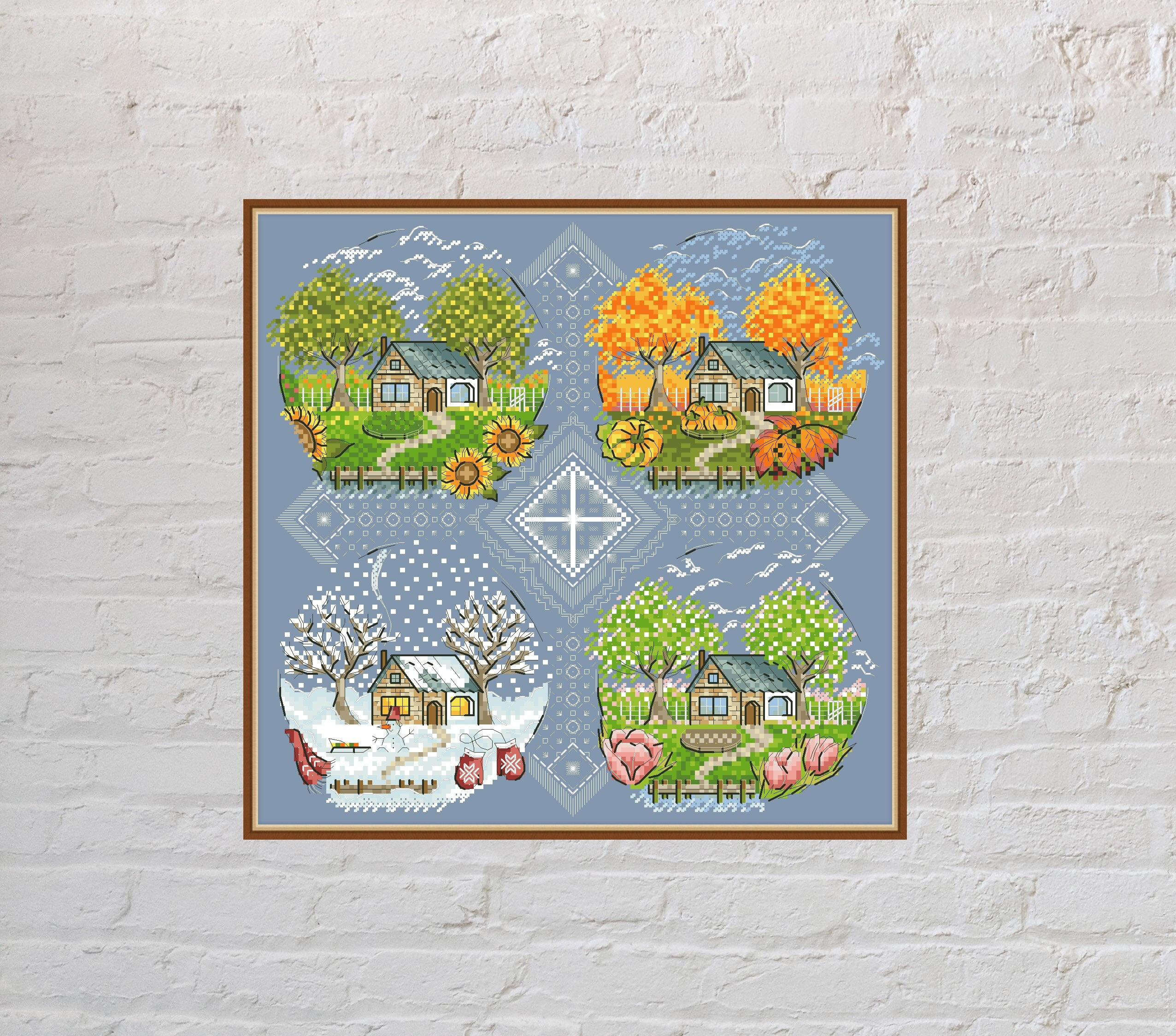 Cross Stitch Pattern Four Seasons #3, Nature Cross Stitch, Seasons ...