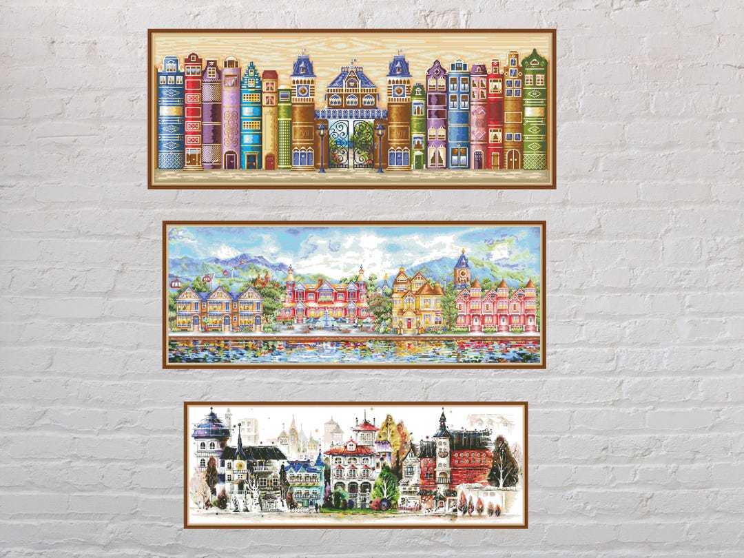 Andriana Kreuzstich-Set „Viktorianische Promenade“ – 78x28 Cm, Inkl. Stoff, Fäden (51 Farben), Nadel & Anleitung