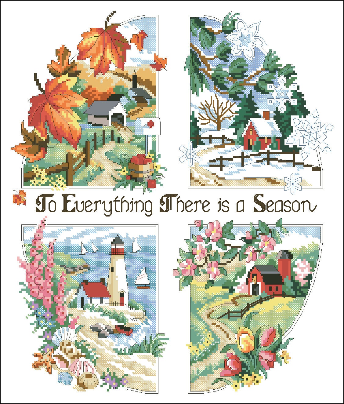 Cross Stitch Pattern Four Seasons, Nature Cross Stitch, Seasons ...