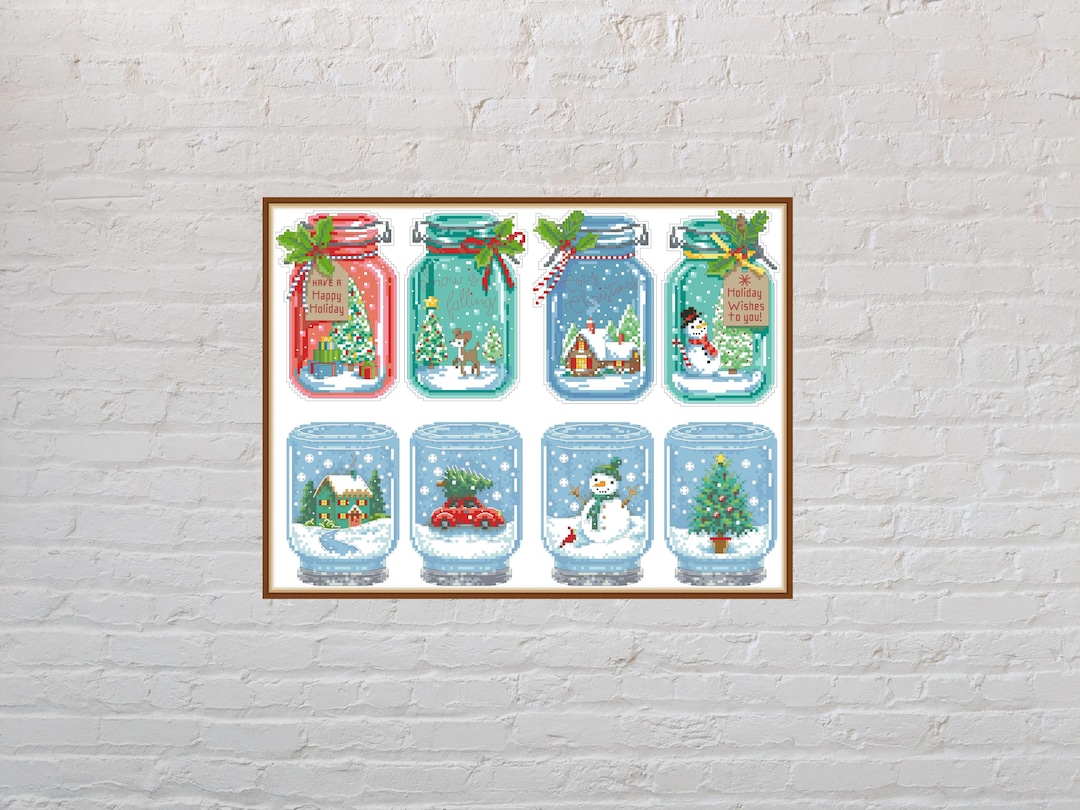 Cross Stitch Pattern Christmas Jars, Christmas Cross Stitch, Holiday ...