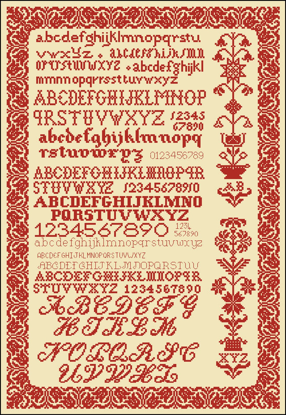 Cross Stitch Pattern Alphabet Sampler Letters Cross Stitch Etsy