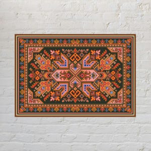 Uzbek Carpet Cross Stitch Pattern PDF | Central Asian Rug Design | Geometric Mandala Sampler | Tapestry Mosaic Folk Art | Markup R-XP Chart