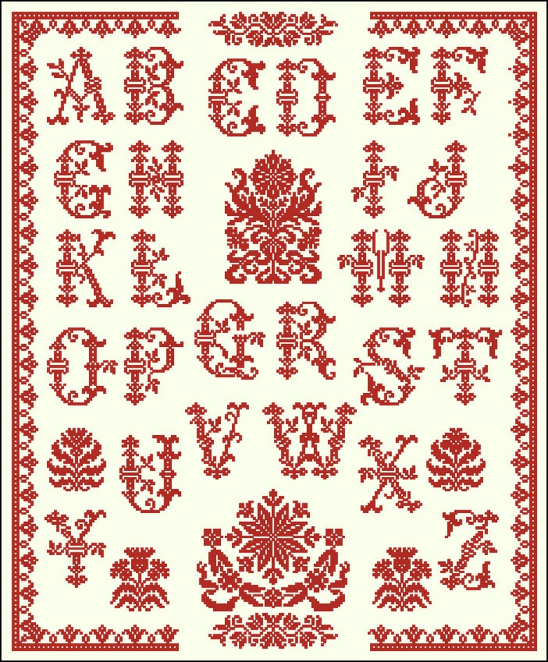 Quaker Cross Stitch Pattern Alphabet Letters Cross Stitch Etsy