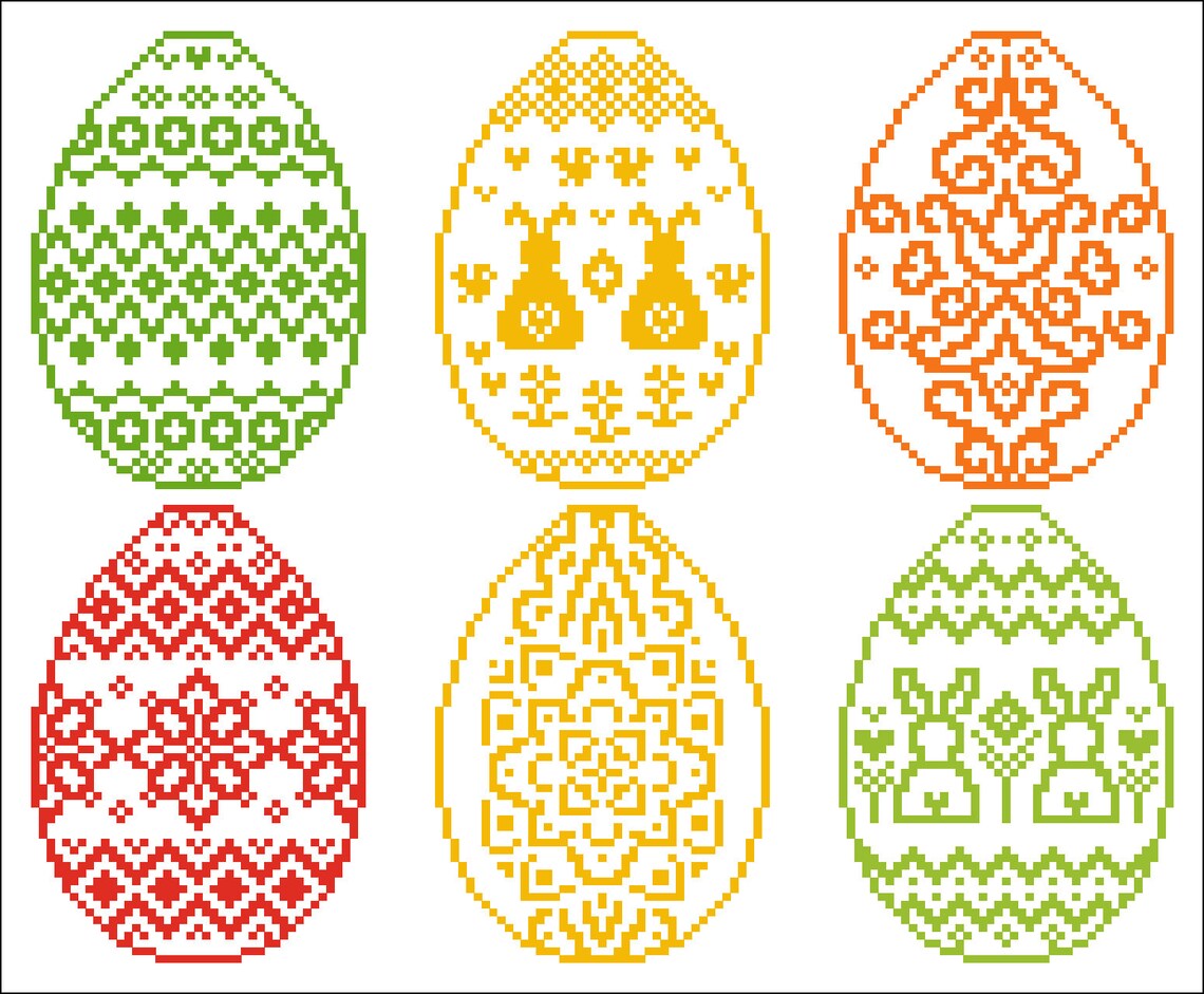 Cross Stitch Pattern Easter Eggs #3, Pysanky Cross Stitch, Ukrainian ...