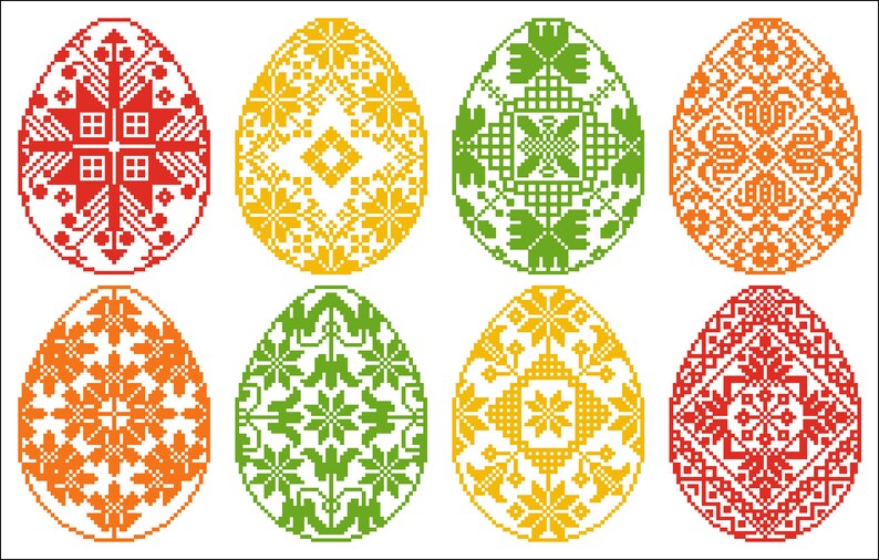 Cross Stitch Pattern Easter Eggs #5, Pysanky Cross Stitch, Ukrainian ...