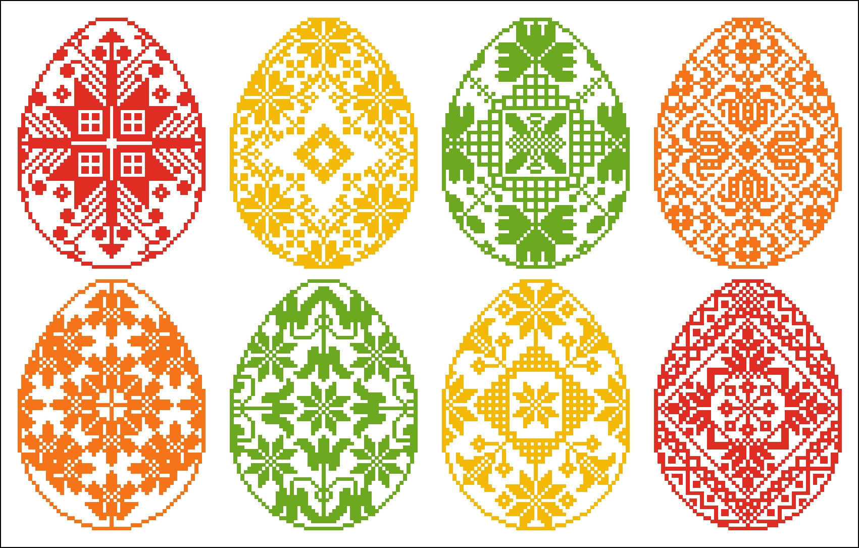 Cross Stitch Pattern Easter Eggs #5, Pysanky Cross Stitch, Ukrainian ...