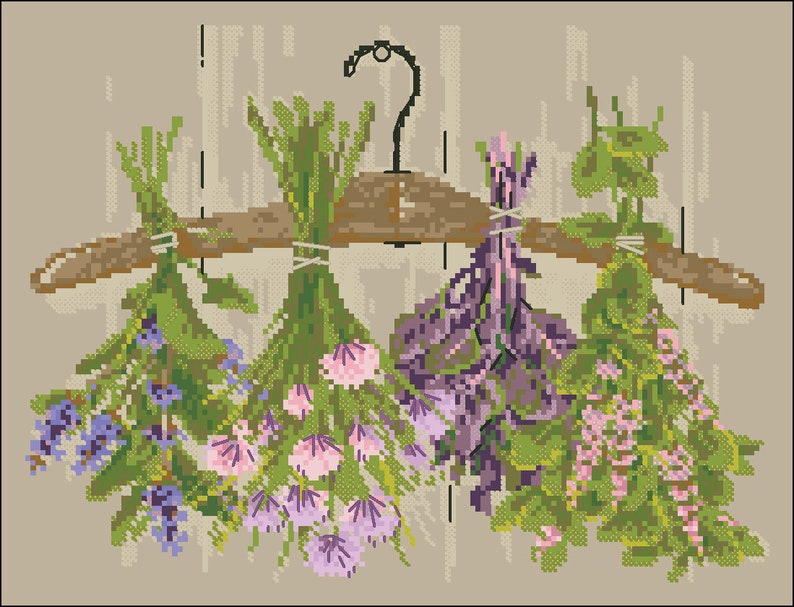 Cross Stitch Pattern Herbs Kitchen Cross Stitch Chart Nature Etsy