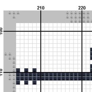 May include: Black and white pixel art design featuring a black and white geometric pattern. The design is made up of small triangles arranged in a repeating pattern.