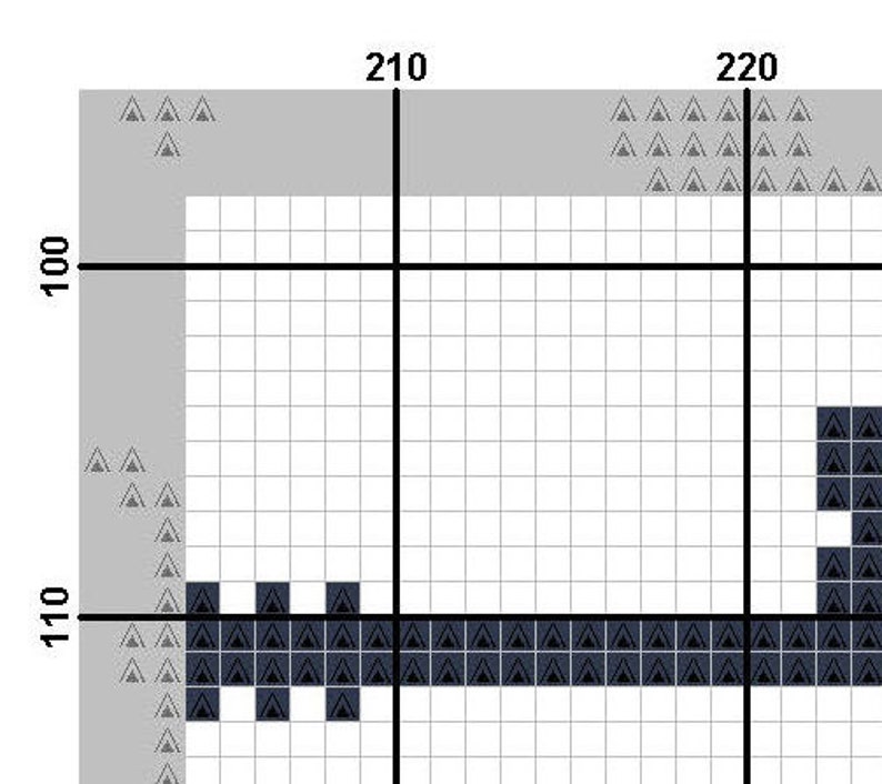 May include: Black and white pixel art design featuring a black and white geometric pattern. The design is made up of small triangles arranged in a repeating pattern.