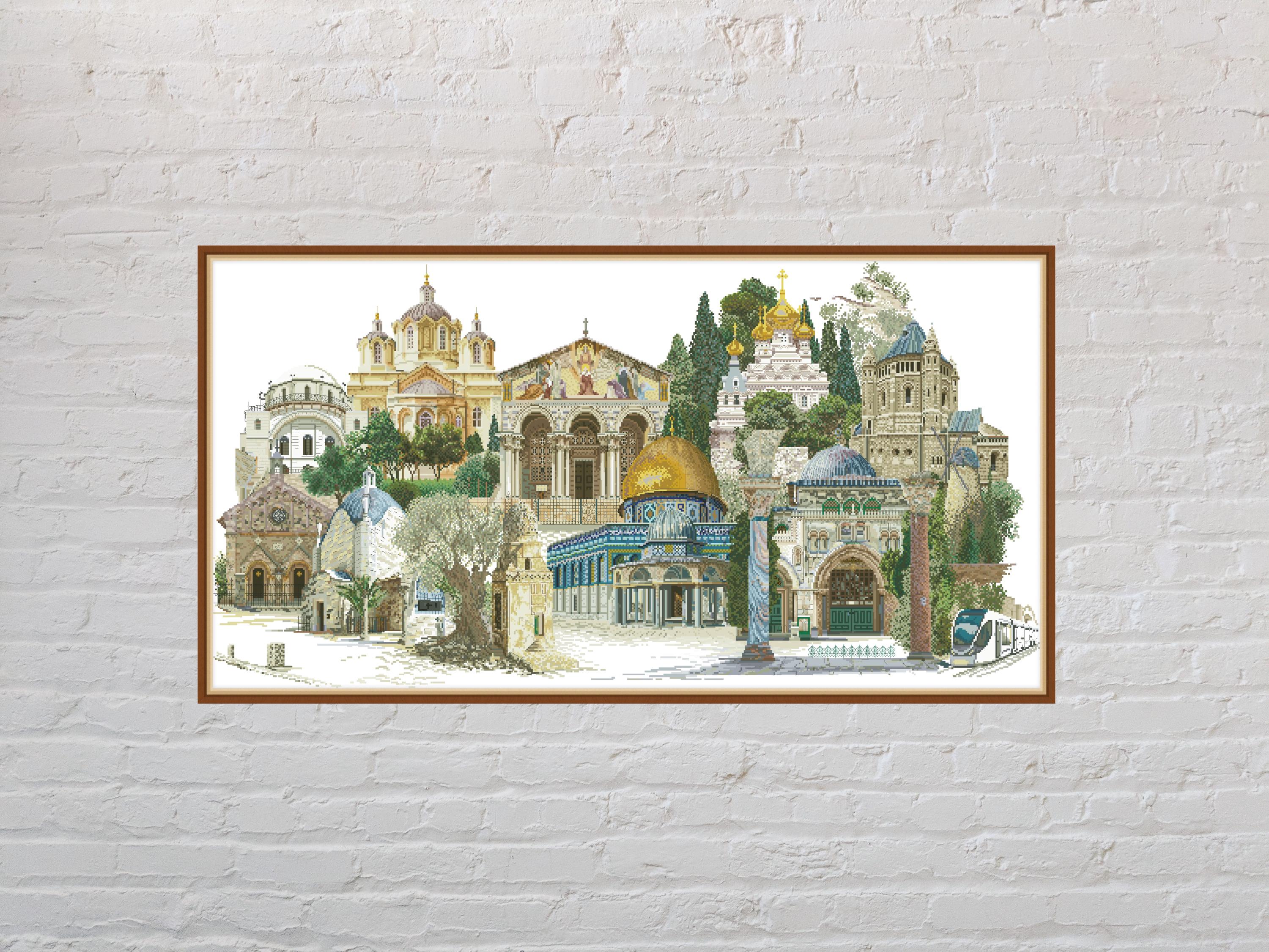 Jerusalem Pattern Cross Stitch Pattern Jerusalem, City Cross Stitch, Vintage Embroidery ...