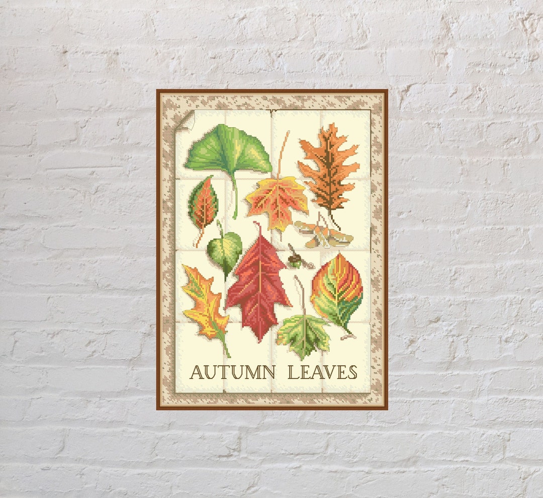 Cross Stitch Pattern Autumn Leaves, Nature Cross Stitch, Seasons ...